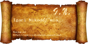 Igari Nikodémia névjegykártya